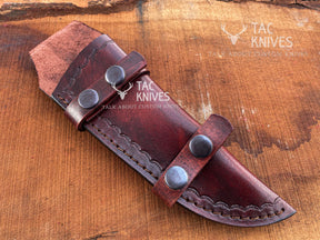 Skinner Knife With Deer Cutout Blade, Bone & Horn Handle and Leather Sheath