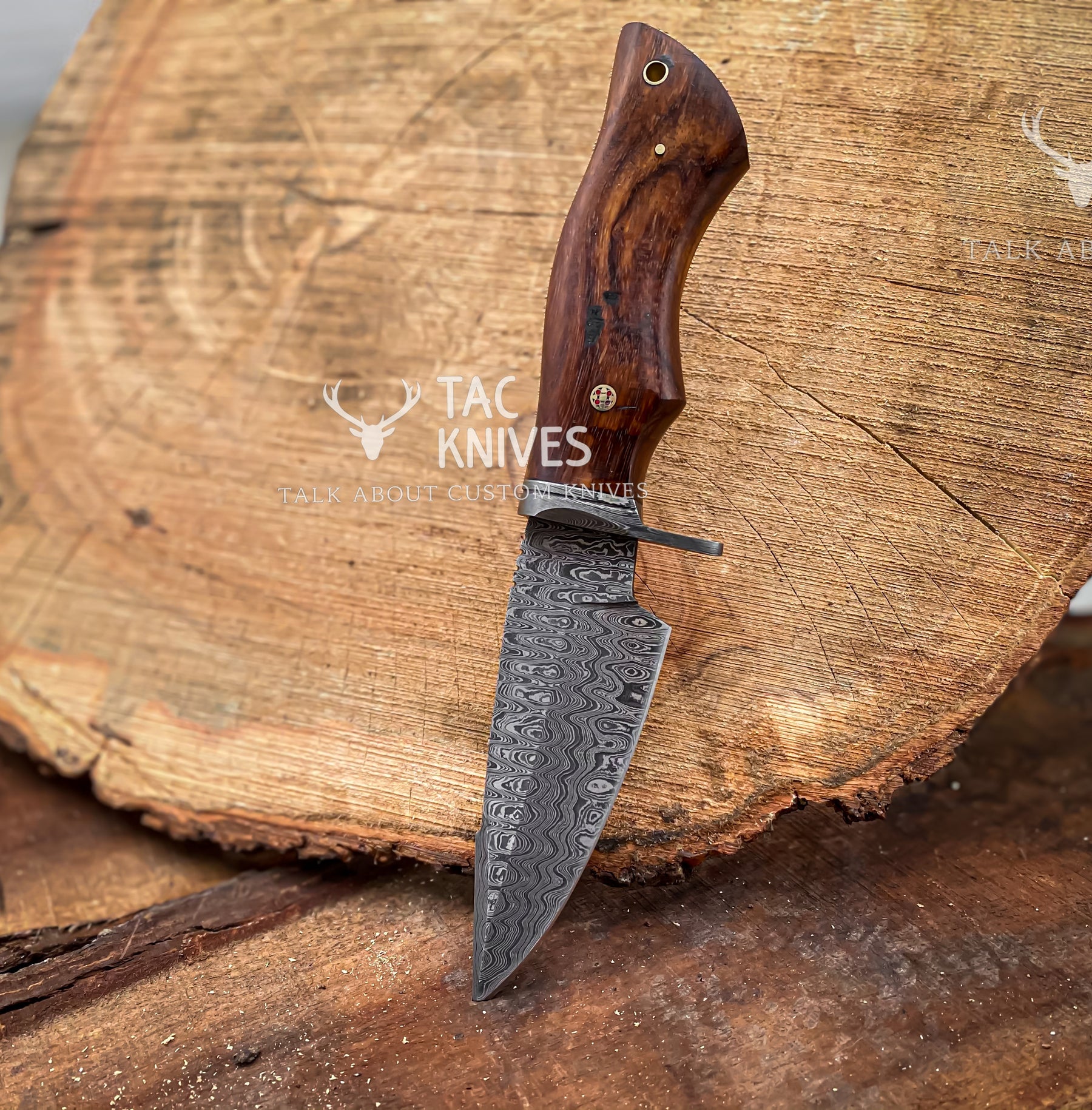 9" Skinner Knife – Rosewood Handle, Finger Guard & Leather Sheath