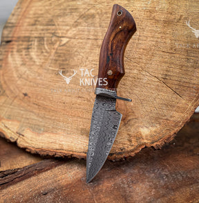 9" Skinner Knife – Rosewood Handle, Finger Guard & Leather Sheath