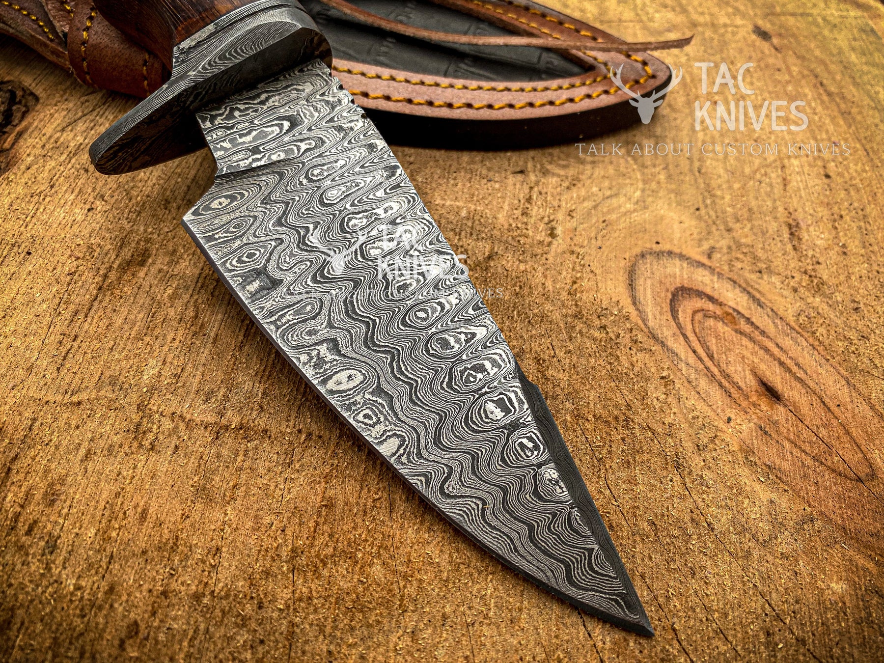 9" Skinner Knife – Rosewood Handle, Finger Guard & Leather Sheath