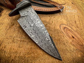 9" Skinner Knife – Rosewood Handle, Finger Guard & Leather Sheath