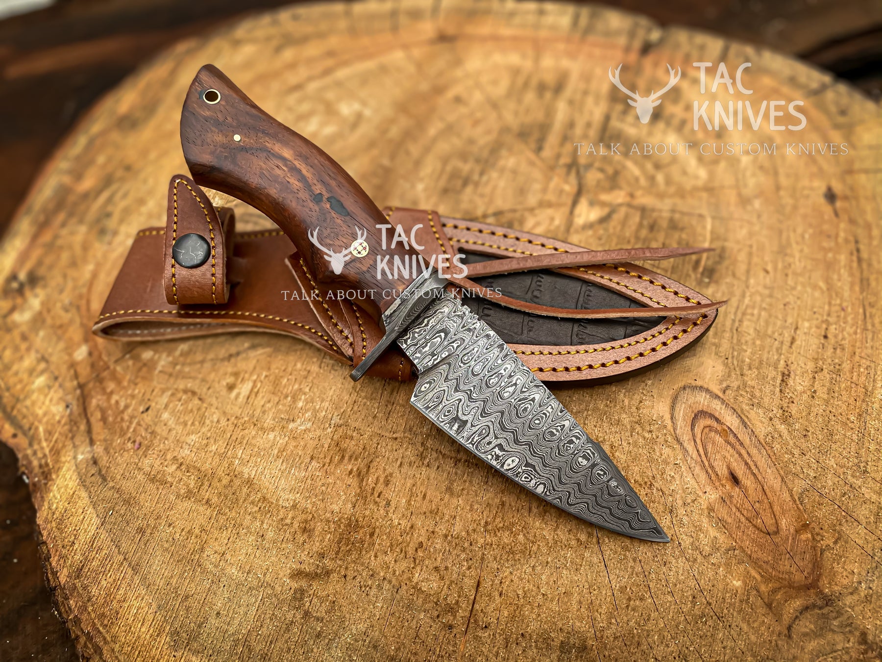 9" Skinner Knife – Rosewood Handle, Finger Guard & Leather Sheath
