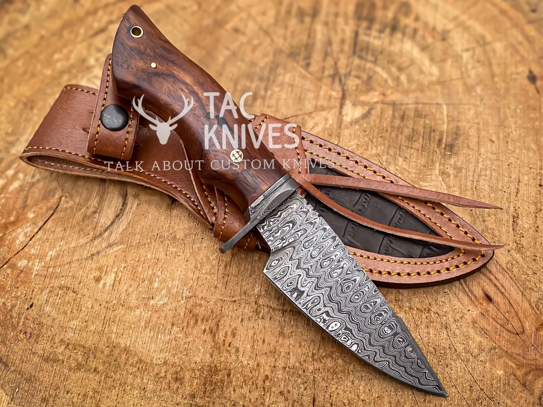 9" Skinner Knife – Rosewood Handle, Finger Guard & Leather Sheath