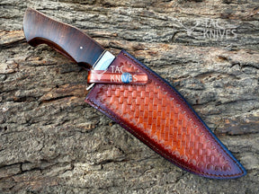 13" Damascus Hunting Knife With Wood Handle