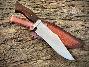 13" Damascus Hunting Knife With Wood Handle