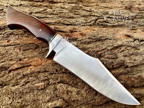 13" Damascus Hunting Knife With Wood Handle