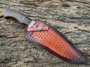 13" Damascus Hunting Knife With Wood Handle
