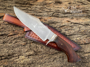 13" Damascus Hunting Knife With Wood Handle
