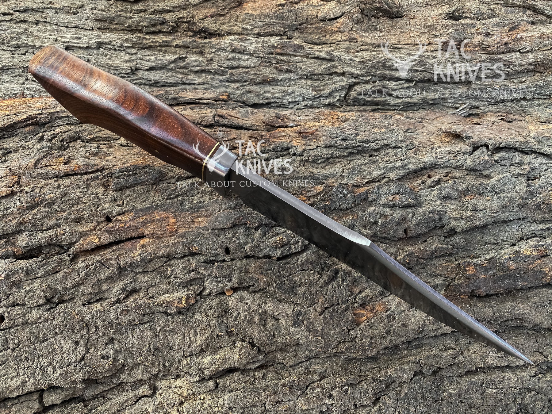 13" Damascus Hunting Knife With Wood Handle