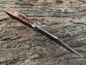 13" Damascus Hunting Knife With Wood Handle