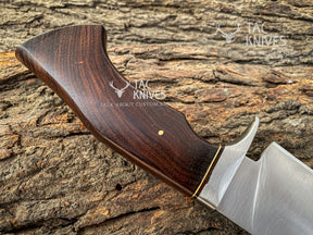 13" Damascus Hunting Knife With Wood Handle