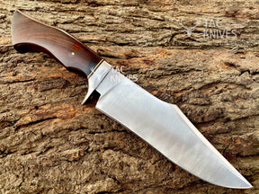 13" Damascus Hunting Knife With Wood Handle
